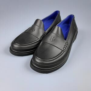 Tory Burch Classic Rain Loafer Women’s 7 Black Rubber Waterproof Slip On Shoes